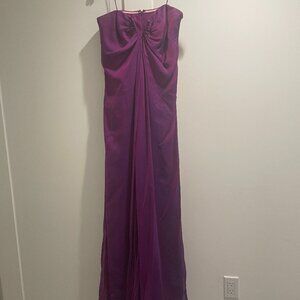 Nicole Miller Purple Strapless V-Neck Floor-Length Dress